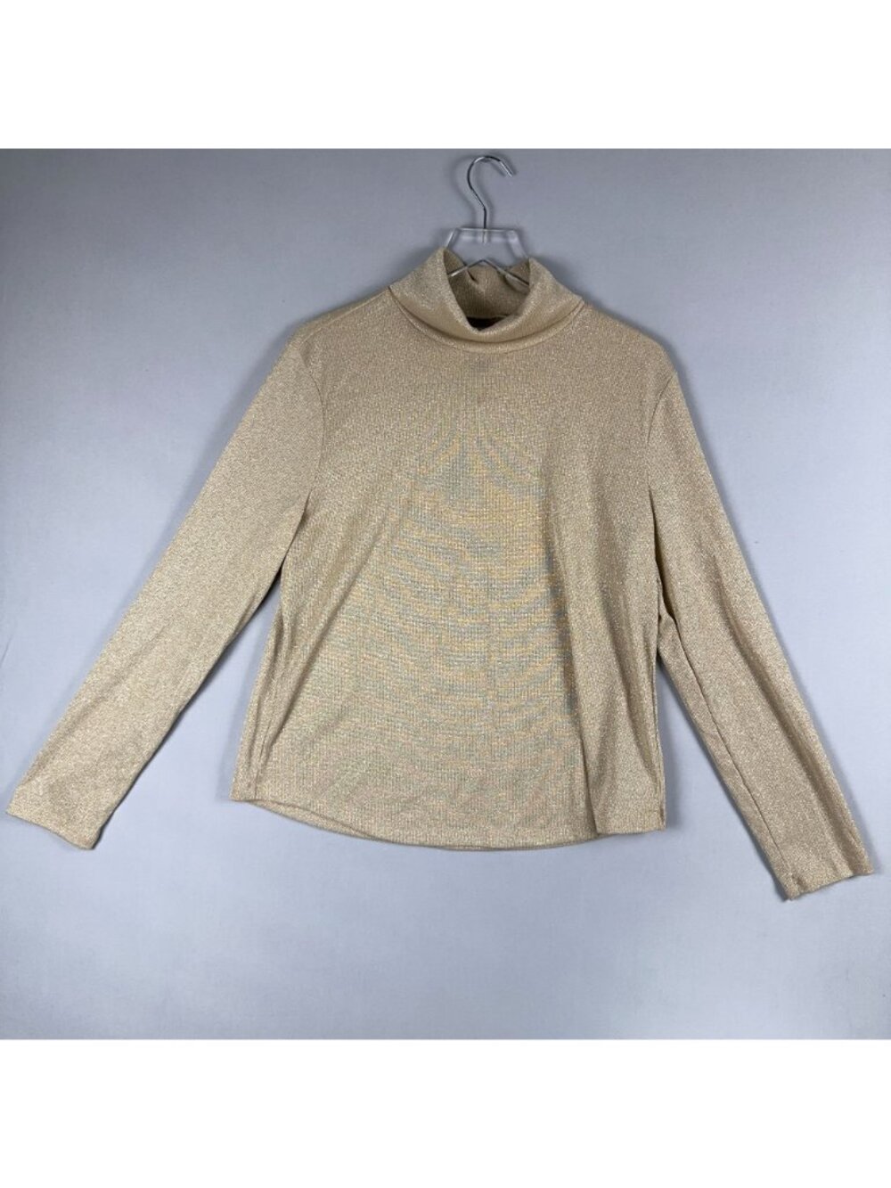 Gap Turtleneck Sweater Top Size XL Gold Metallic Long Sleeve Classic Ribbed - Picture 4 of 12